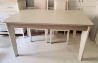 Mesa Comedor Extensible Madera Gris Claro y Blanca