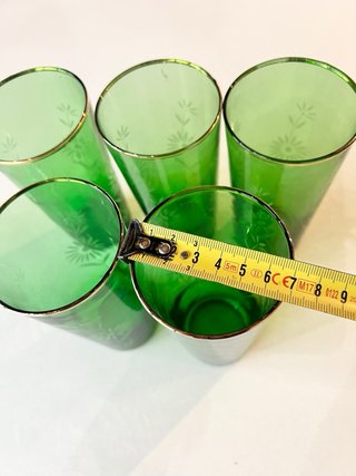 Set 7 Vasos Cristal Verde vintage