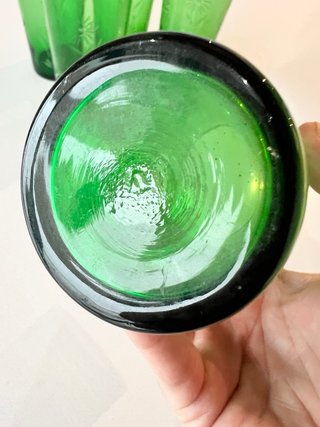 Set 7 Vasos Cristal Verde vintage