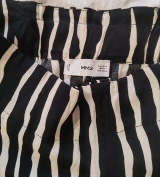 Pantalón Mango Rayas Blanco y Negro