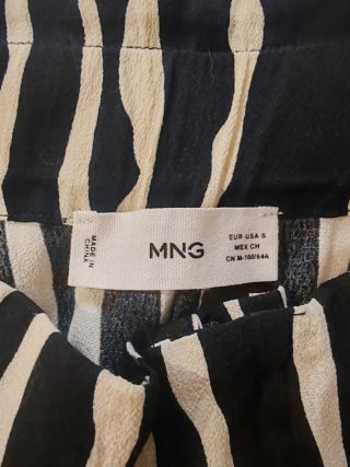 Pantalón Mango Rayas Blanco y Negro