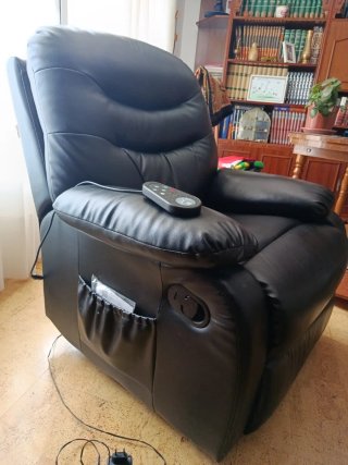 Sillón Masaje Vibratorio Cuero Sintético Negro