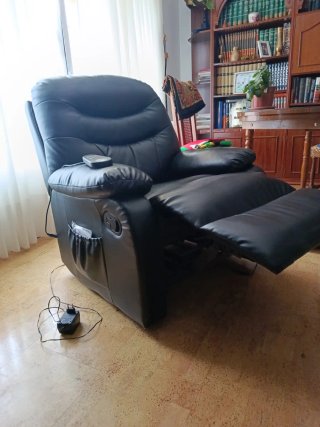 Sillón Masaje Vibratorio Cuero Sintético Negro