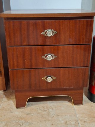 Mesita de noche vintage madera y metal