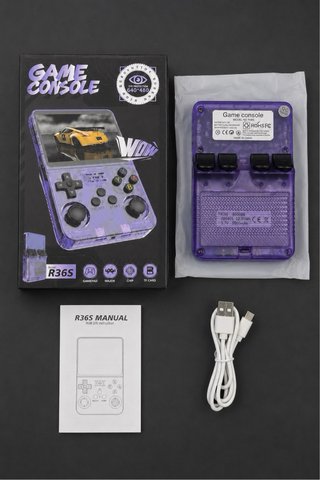 R36S 64GB ArkOS 2.0 – Morada transparente