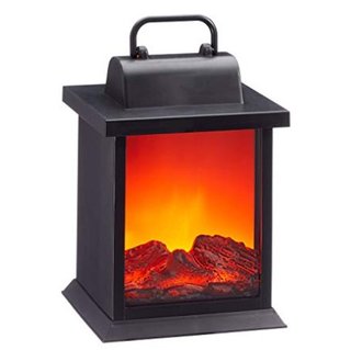 Lámpara farolillo imitación fuego a pilas