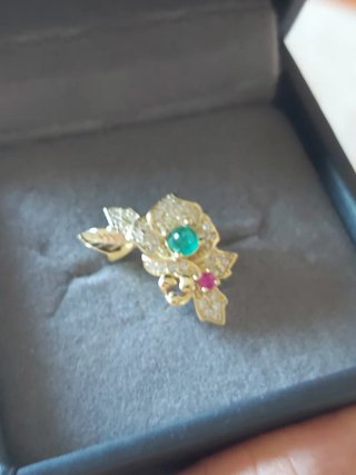 Colgante Flor Esmeralda y Rubí