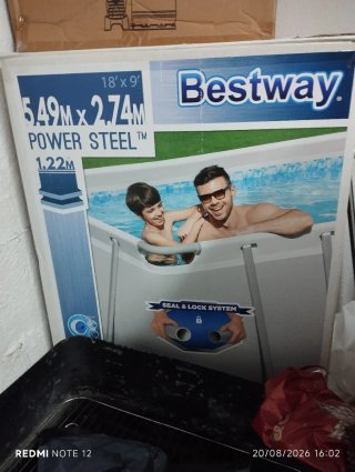 Piscina desmontable gris y azul