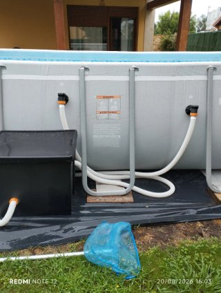 Piscina desmontable gris y azul