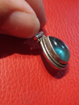 Colgante vintage plata y aguamarina