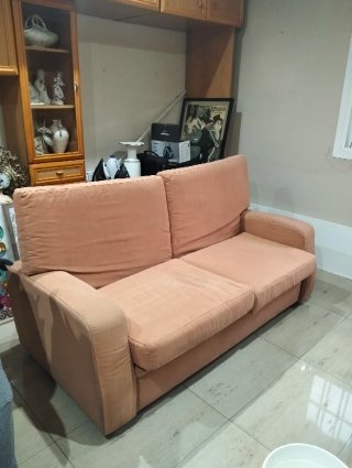 Sofá-cama de 2 plazas con funda gris