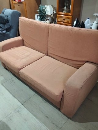 Sofá-cama de 2 plazas con funda gris