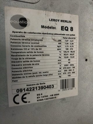 Despiece estufa pellets Equation