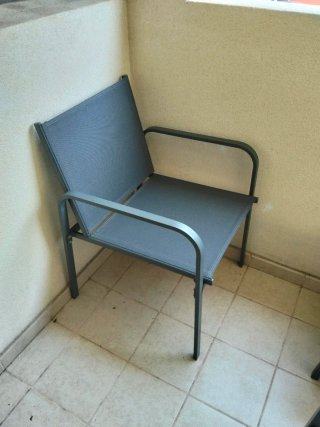 Conjunto Mesa, Sillón y sillas Exterior Gris