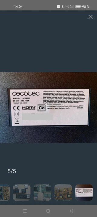 Fuente y Main Board Cecotec ALU00050