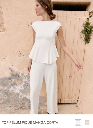 Top Zara Peplum Manga Corta Piqué