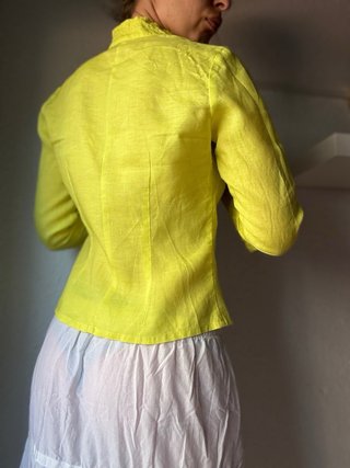 Blusa Lino Bordada Vintage Y2K Amarilla