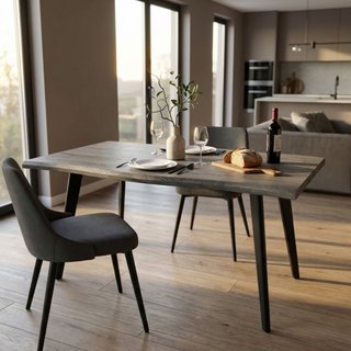 Tavolo da Pranzo Rovere Antracite Gambe in Metallo