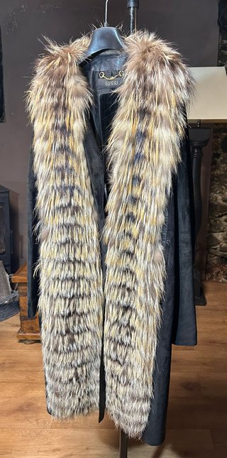 Abrigo Gucci Cuero Ante y Pelo Natural Talla 44 IT
