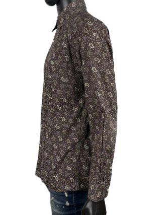 Camicia Lacoste Uomo L Cotone Marrone Paisley