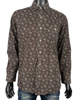 Camicia Lacoste Uomo L Cotone Marrone Paisley