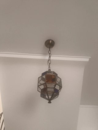 Lámpara colgante de cristal y metal