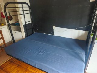 Sofá Cama Plegable Metálico Azul y negro