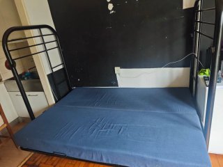 Sofá Cama Plegable Metálico Azul y negro