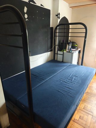Sofá Cama Plegable Metálico Azul y negro