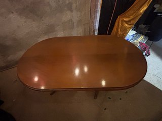 Mesa de comedor extensible, ovalada de madera
