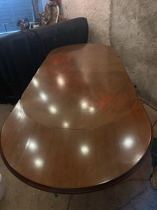 Mesa de comedor extensible, ovalada de madera