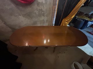 Mesa de comedor extensible, ovalada de madera