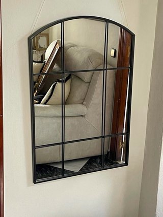 Espejo Arco Negro Metal Cristal