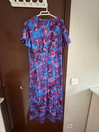 Vestido fiesta estampado azul y morado