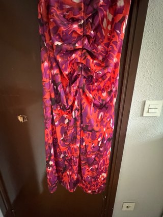 Vestido fiesta estampado morado y rojo