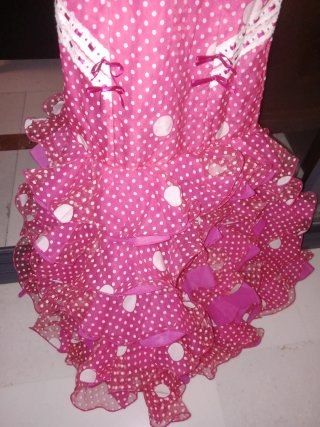 Vestido Flamenca Lunares Rosa Talla Única