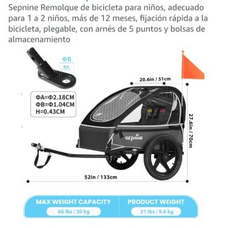 Carro Bicicleta Niños Sepnine 2 Plazas