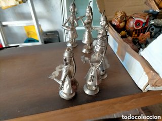 Músicos Asiáticos Metal Baño Plateado 6 Figuras