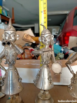 Músicos Asiáticos Metal Baño Plateado 6 Figuras