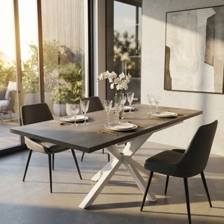 Tavolo Allungabile 160/200 Grigio Cemento e Bianco