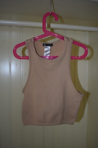 Top Zara Beige/Marrón Talla M-L