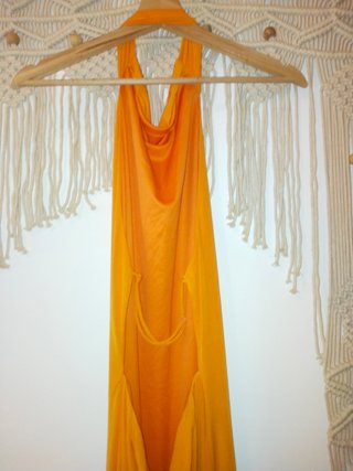 Vestido largo lycra naranja espalda al aire