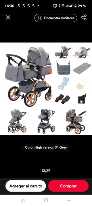 Carro de bebé gris