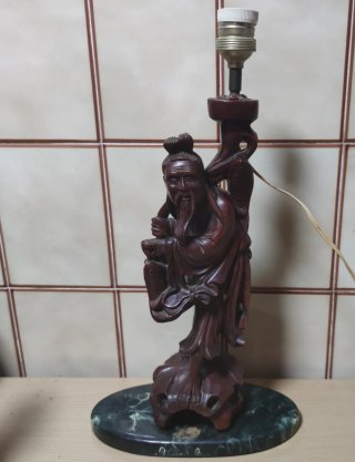 Lámpara Vintage Oriental Madera y Mármol
