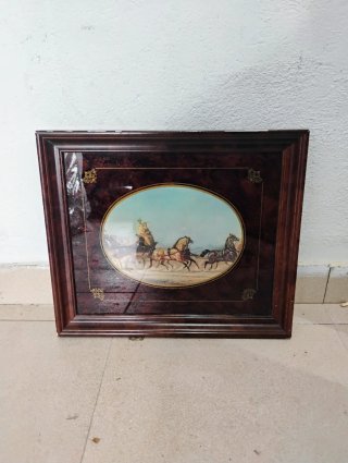 Cuadro antiguo carruaje caballos