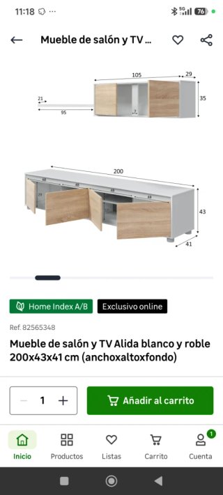 Mueble TV Leroy Merlin Blanco y Roble