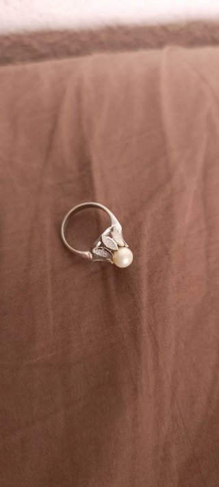 Anillo Plata 925 Flor Perla Vintage