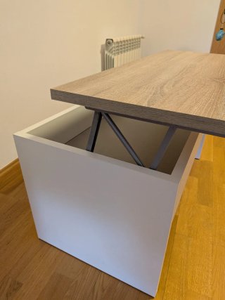 Mesa de centro elevable madera y blanco