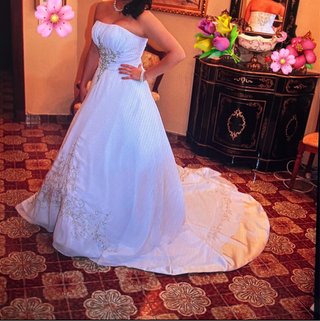 Vestido de Novia Blanco y plateado