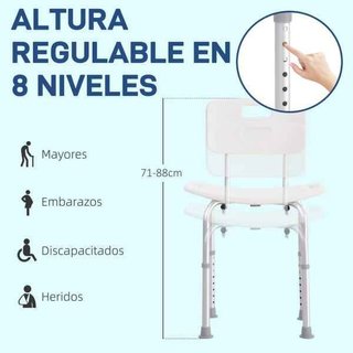 Silla para Ducha con Respaldo Altura Regulable